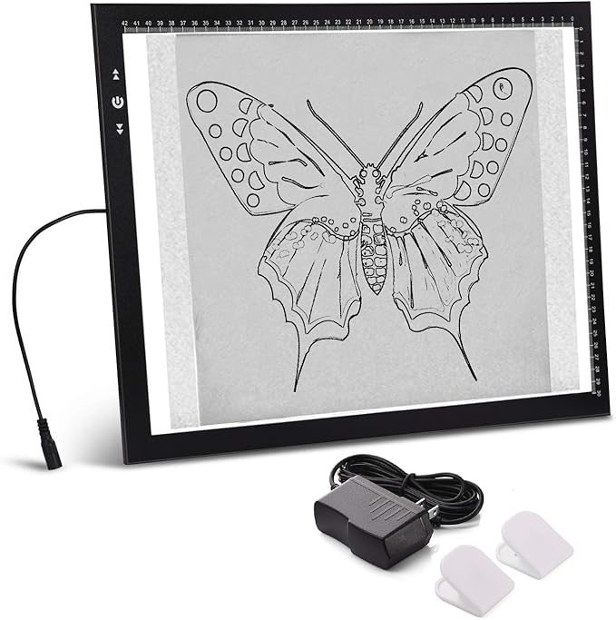HSK A3 Artist tracing Light Box Copy Table, 12V1A Adapter Power Dimmerable 6000 Lux Lock Button Artcraft Light Pad for Tatto Drawing, Sketching, Animation,Diamond Painting