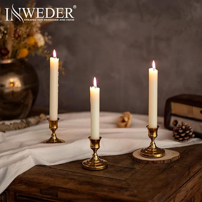 Gold Taper Candle Holders Vintage: Small Candlestick Holders Metal Candle Sticks Holder Decor Antique Decoration for Dinning Table Mantel Wedding Centerpieces Christmas Party Set of 2
