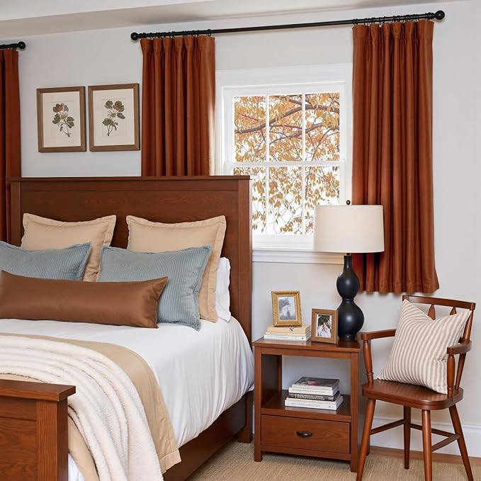 Lazzzy Velvet Blackout Curtains Thermal Insulated Room Window Drapes Super Soft Luxury Curtains for Living Room Bedroom Rod Pocket 2 Panels, Burnt Orange, 52" W x 63" L
