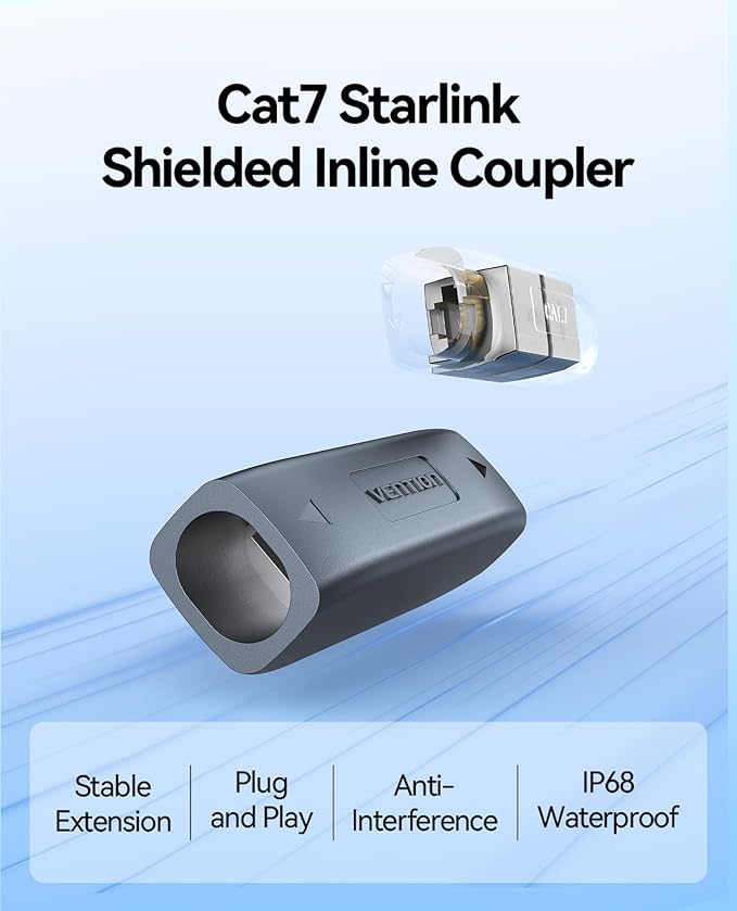 VENTION starlink Cable Coupler for Starlink Gen 3, IP68 Waterproof Connector,Extension to RJ45 Cable Compatible for Starlink Ethernet Adapter Gen 3/Mini Dish and Router,Support Cat6 Cable-2PCS