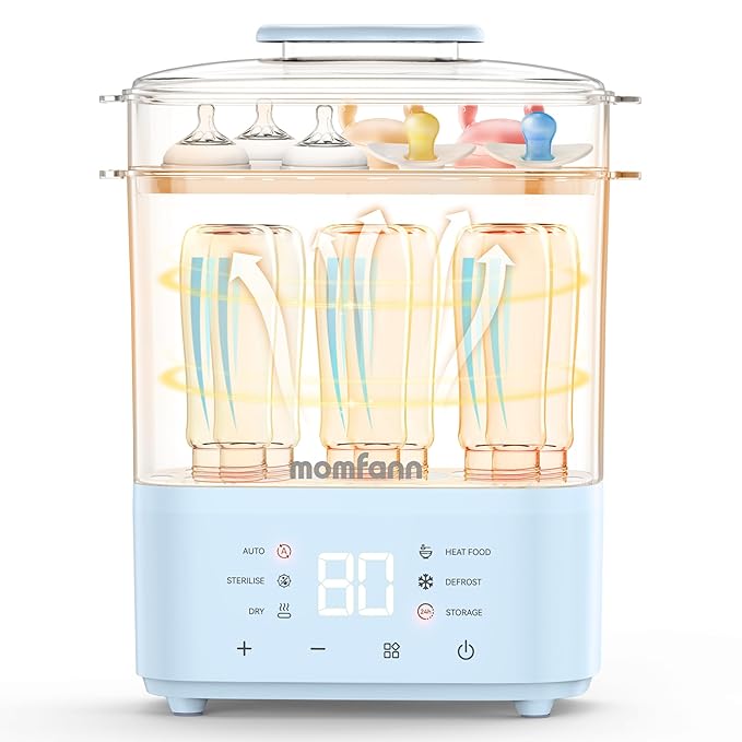 Bottle Sterilizer and Dryer, All-in-One Electric Steam Sterilizer Bottle Sanitizer for Baby Bottles, Pump Parts Accessories Newborn Essential (Blue)