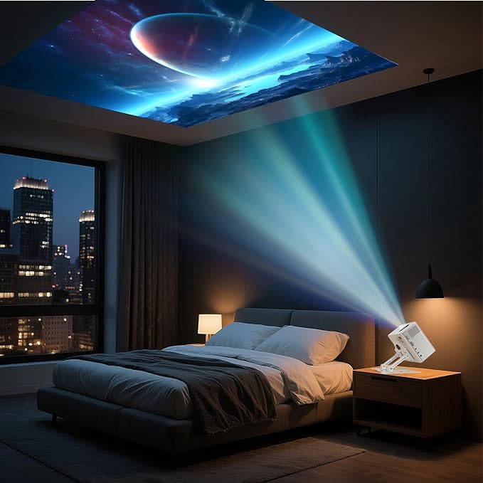 Adjustable Projector Stand & Mount - 3-in-1 Ceiling/Wall/Table Mount with 180° Dual-Axis Rotation, Universal 1/4" Screw, Multi-Hole Design, Anti-Slip Pads for Secure Projector Holder