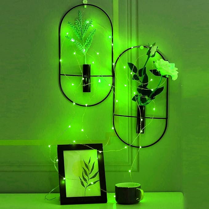 Mini St. Patrick's Day Fairy Lights Battery Operate, 1 Pack Copper Wire 3*AAA Battery Powered Led Starry Fairy String Lights for Bedroom, Christmas, Party, Wedding, Decoration(5m/16ft Green)