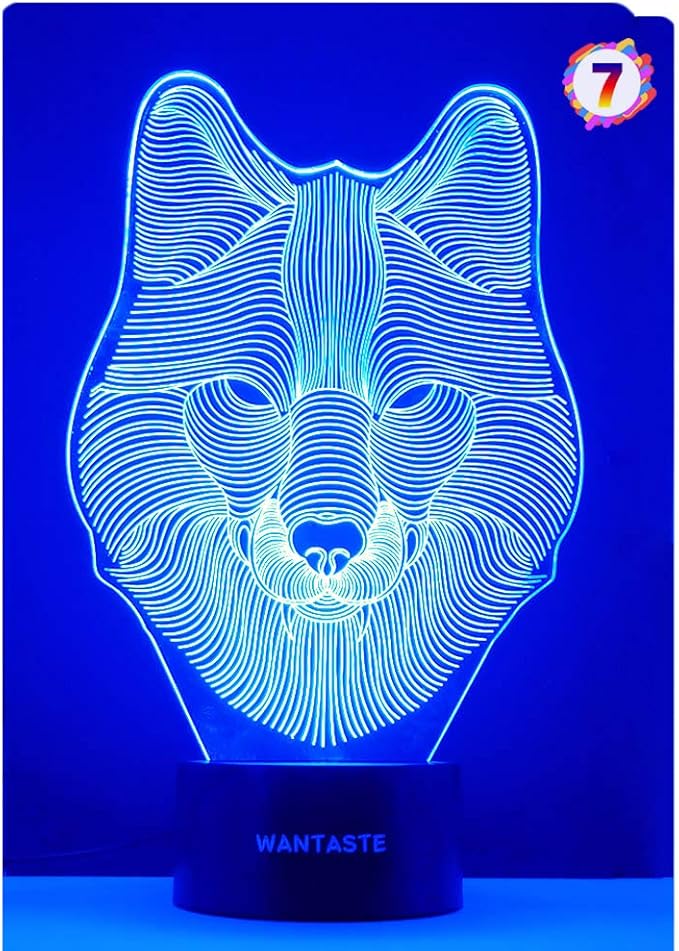 Wolf 3D Decor Lamp with Remote, Toys for Girls Boys Room, 7 Colors Changing Night Light Bedside Gifts for Kids Baby