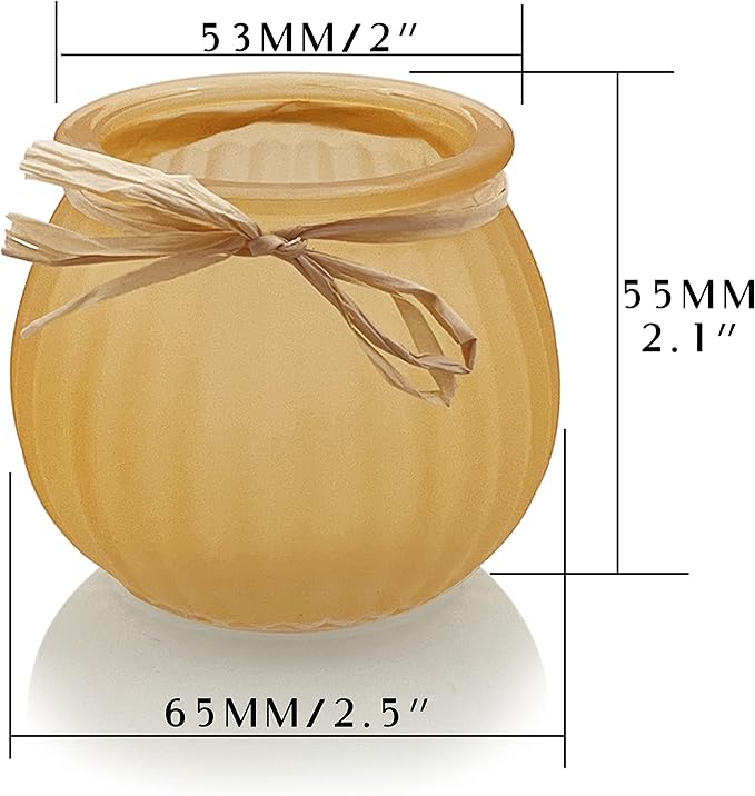 WDHODEC Fall Votive Candle Holders Set of 12, Pumpkin Glass Tea Lights Candle Holder for Thanksgiving Halloween Table Fireplace Decor