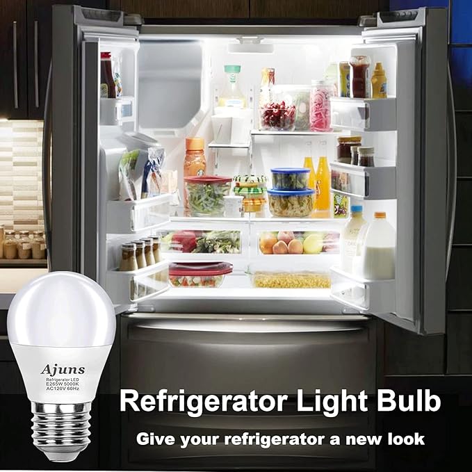 LED Refrigerator Light Bulbs 40W Equivalent 120V A15 Fridge Waterproof Bulbs 5W Daylight White 5000K E26 Medium Base Freezer Light Bulbs Non-dimmable, 2Packs