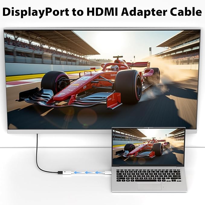 Cyberguys DisplayPort (DP) to HDMI Adapter Cable, 4K@30Hz DP Male to HDMI Female Converter, Gold-Plated Connector w/ Secure Latch, Compatible with Dell HP Lenovo ASUS, Computer to Monitor/TV/Projector