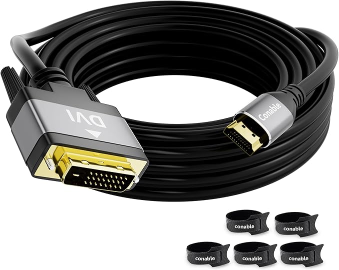 HDMI to DVI Cable 25FT, Bi-Directional DVI to HDMI Male to Male Cord, HDMI A to DVI-D Adapter, Gold-plated Connectors, Aluminum Shells, 1080P, for Computer, Monitor, Projector, Raspberry Pi, Xbox, PS3