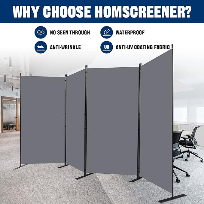 Room Divider 6FT Portable Room Dividers and Folding Privacy Screens, 136'' W Fabric Divider for Room Separation, 4 Panel Partition Room Dividers Freestanding Wall Divider Screen for Dorm Studio Office