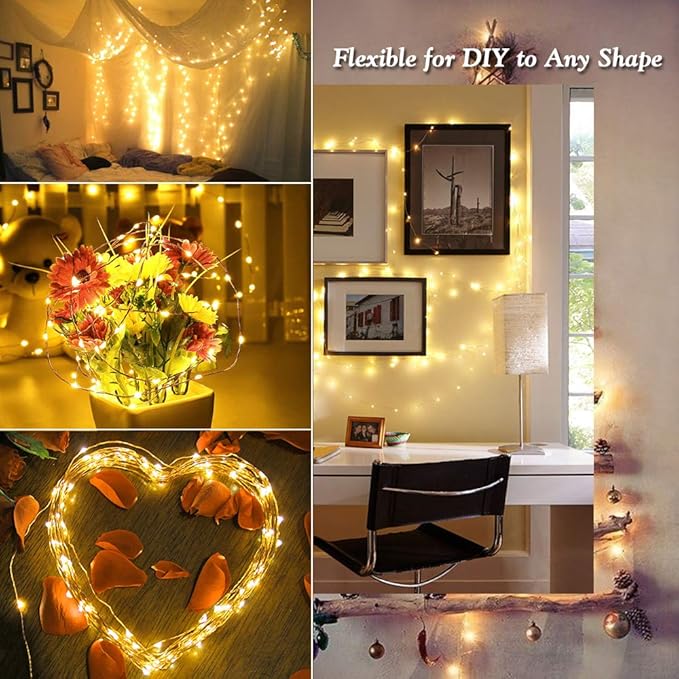Brizled 2 Pack Solar String Lights, Total 132FT 400 LED Outdoor Solar Fairy Lights, 8 Modes Solar Twinkle Lights, Waterproof Mini LED Solar String Lights for Christmas Garden Party Decor, Warm White