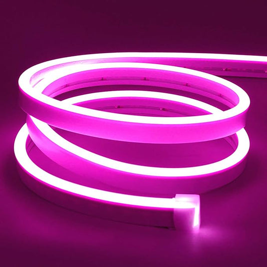 Lamomo LED Neon Flex, 16.4ft/5m Pink Neon Light Strip, 12V Flexible Waterproof Neon LED Strip, Silicone LED Neon Rope Light for Kitchen Bedroom Indoor Outdoor Decoration（Power Adapter no Included