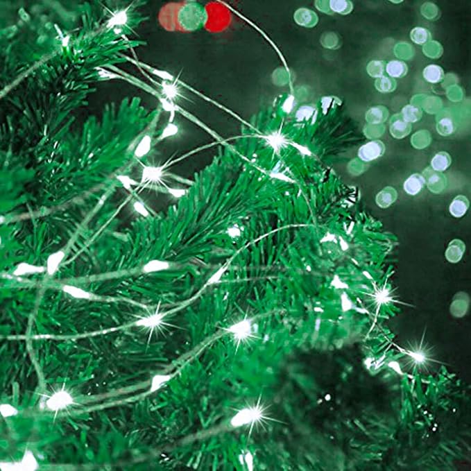 Decute 500LED 164ft Fairy String Lights Cool White Christmas Light Silver Wire w/Remote, Firefly Lights Starry Light for DIY Christmas Tree Costume Wedding Party Table Centerpiece Decor