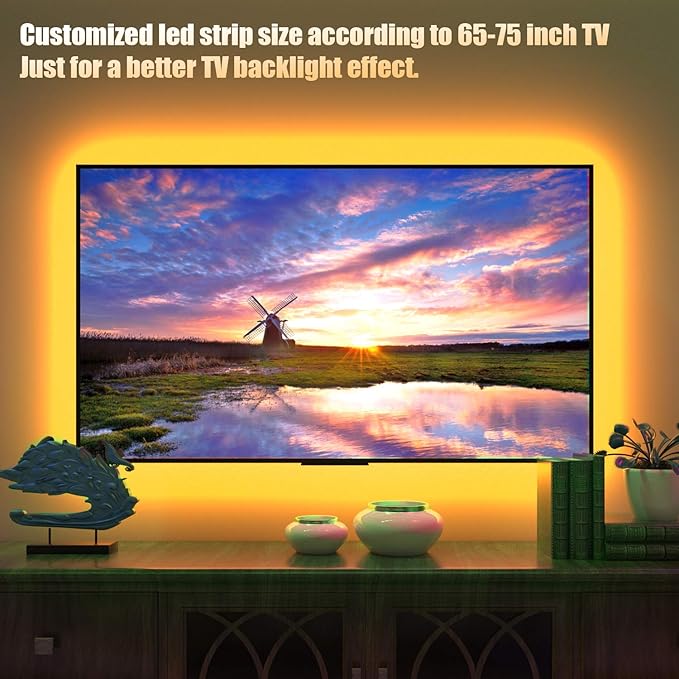Tv Led Backlight,Maylit 14.3ft Led Strip Lights for 65-75in Tv,USB Powered Tv Lights kit with Remote,RGB Bias Lighting for Room Decor
