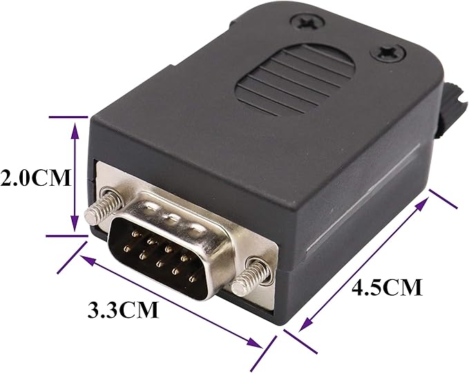 DB9 Screw Terminal Block Adapter D-SUB 9-pin RS232 Male to 9+1 Pin/Way Female Serial Terminal Breakout Board Connector Signal Module with case (2Pcak/Male)