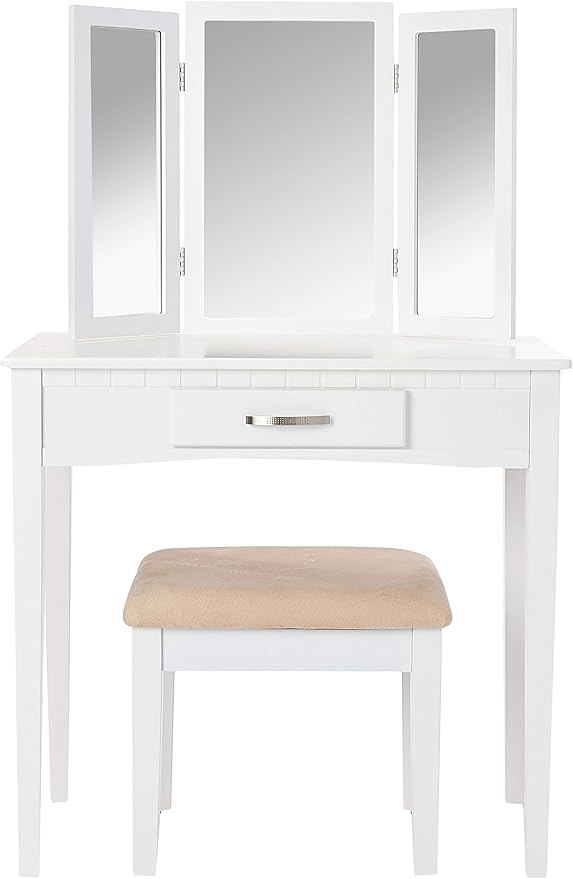 Frenchi Home Furnishing Vanity Set with Stool and Mirror