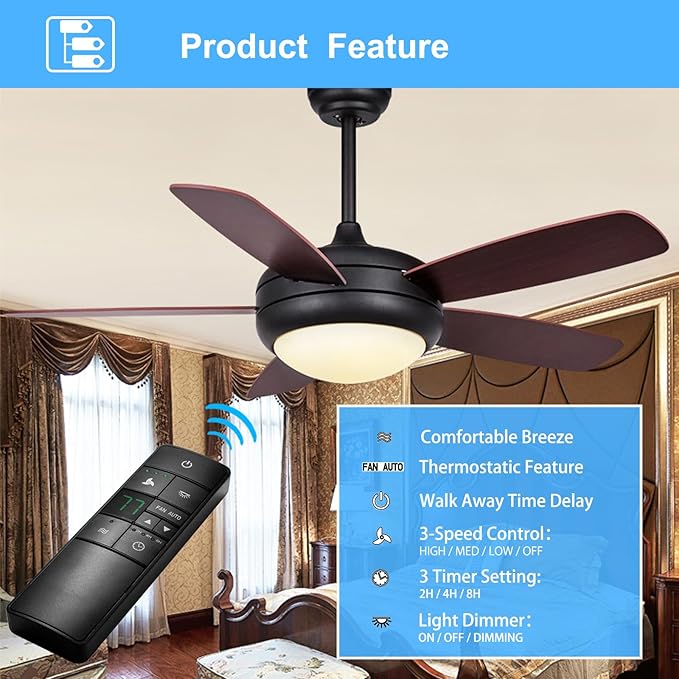CENMING HD3 Replacement Remote for Hampton Bay Home Decorators Collection Ceiling Fan Remote Control,w/Thermostatic Control Light Dimmer Timer,for KUJCE10320 TR222A 2AAZPHD3 HD3(Remote Only)