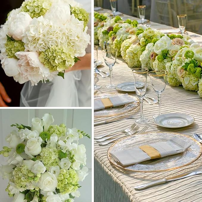 20 Pcs Green Hydrangea Artificial Flowers Bulk, Faux Hydrangea Flowers Heads, Artificial Fake Silk Hydrangea Flowers with Stems, Green Flowers Artificial for Decoration Wedding Décor Crafts