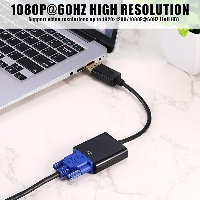 Yunsailing 20 Pack DisplayPort to VGA Adapters Gold Plated Compatible with Laptop Monitor PC Projector