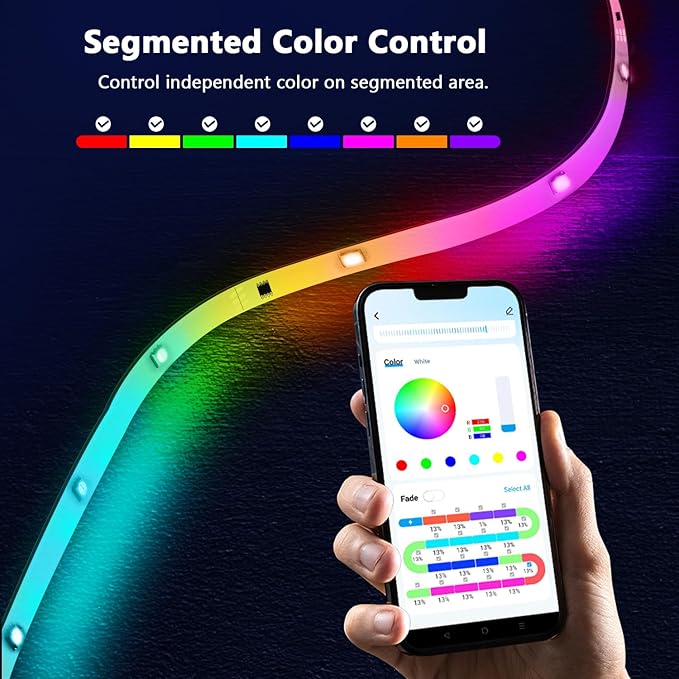 dalattin LED Strip Lights IC+RGB, 5050 Led Lights for Bedroom, DIY Multiple Colors on One Line, Led Lights with Remote&App Control,Color Changing LED Strip Lighting Music Sync,Halloween Gifts, 16.4ft