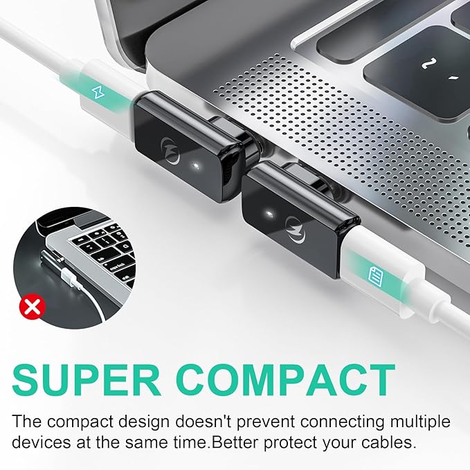 HanCenDa USB Type C Magnetic Adapter 2Pack, 24Pins 90 Degree USB C with PD 140W Charge 40Gbps 8K 60Hz Video for Thundebolt 3/4 MacBook Pro/Air Phone and More Devices