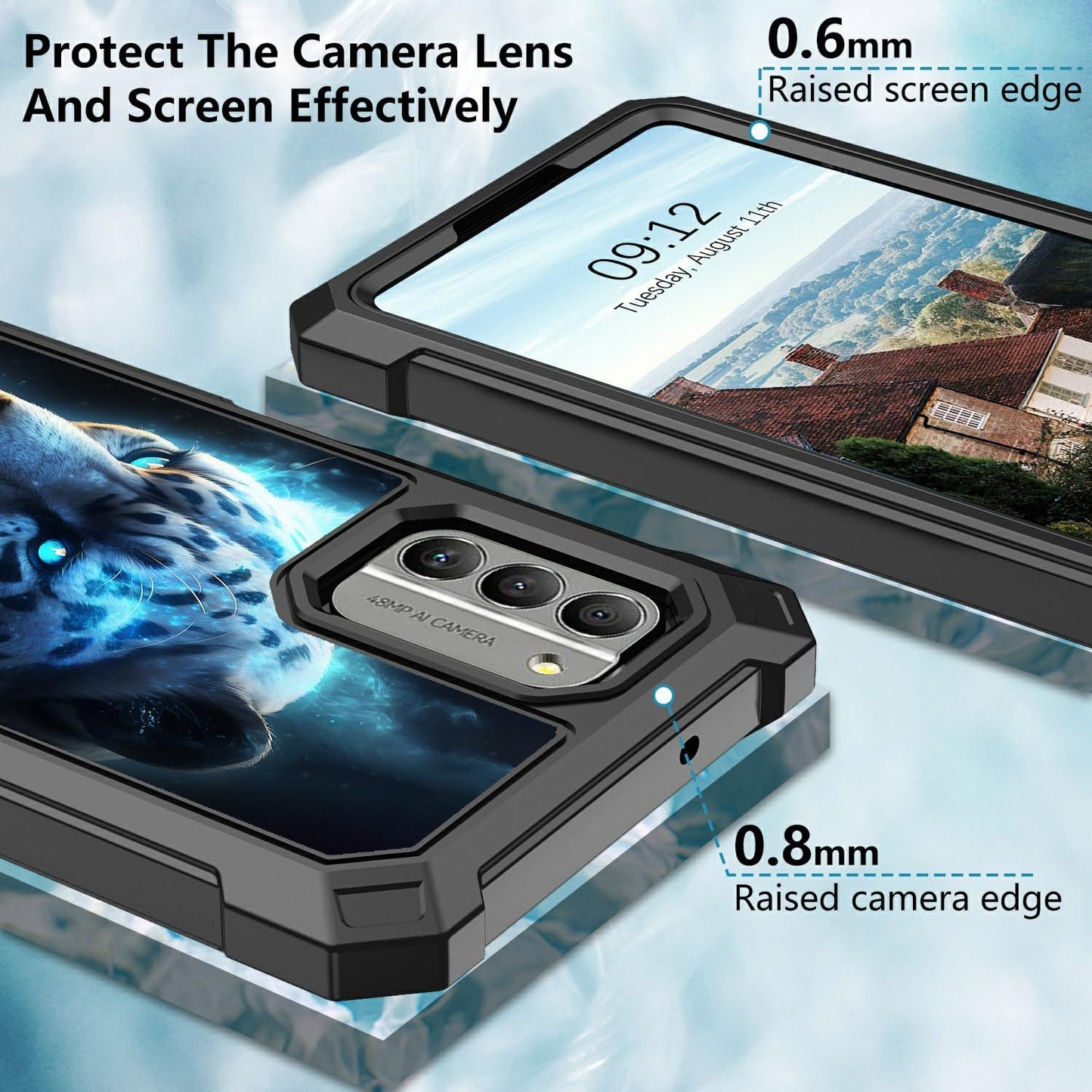 Nokia G310 5G Case with Tempered Glass Screen Protector, Soft TPU Shell with Hard PC Bumper, Wireless Charging Support