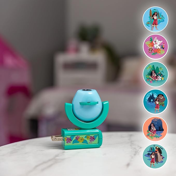 Projectables Moana LED Night Light Plug-in Dusk-to-Dawn Projector Ideal for Kids Girls Boys Nursery Playroom Bathroom Bedroom 84272