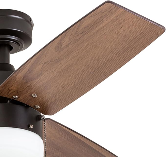 Prominence Home Reston, 42 Inch Modern Farmhouse LED Ceiling Fan with Light, Pull Chain, Dual Mounting Options, Dual Finish Blades, Reversible Motor - 51015-01 (Bronze)