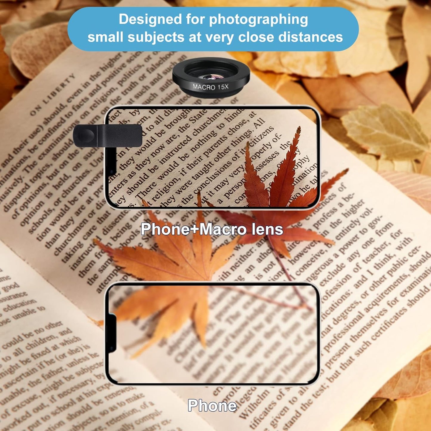 Phone Camera Lens Kit (11 Lenses), Clip on Fisheye/Macro/Wide Angle Lens Attachment with Travel Case for iPhone &