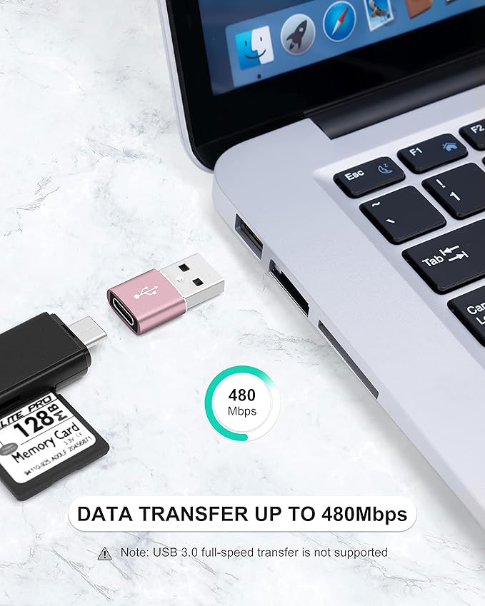 Upgraded USB C Female to USB A Male Adapter,Type C to USB A Charger Cable Converter for Apple iWatch 7 AirPods,MacBook,iPhone 12 13 14 15 Series,iPad mini 6,Samsung Galaxy S20 S21 S22 (3Pack RG)