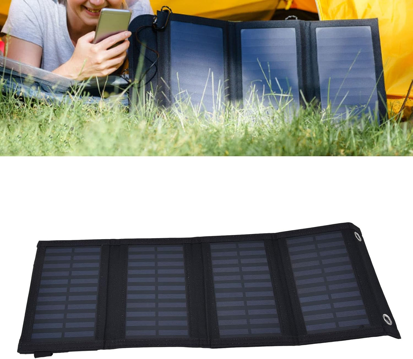 plplaaoo Solar Panel, 20W Portable Battery Charger, High Conversion Rate Solar Maintainer with USB Output for Cellphone