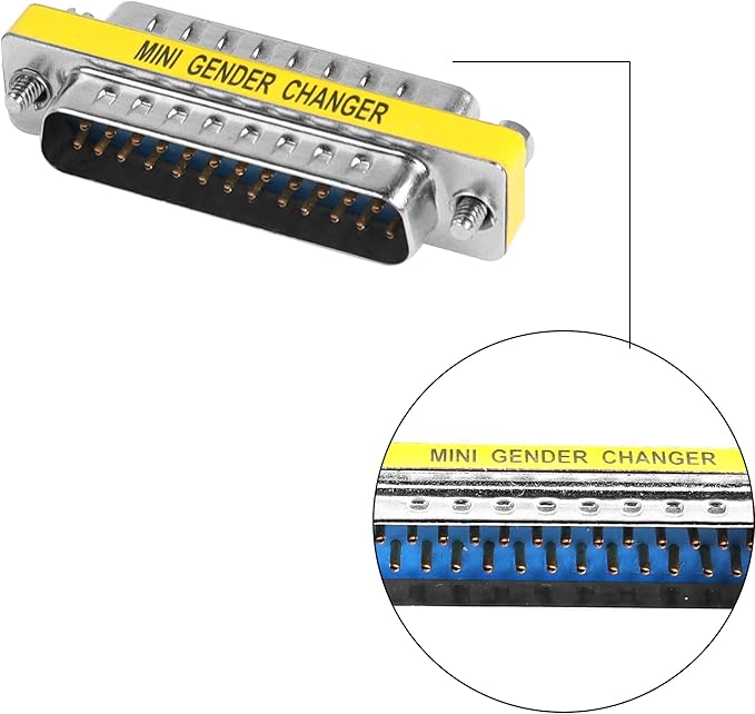 MEIRIYFA DB25 25 Pin Gender Changer D-SUB 25Pin Coupler Serial Cable Gender Changer RS232 VGA Adapter Connetor for Applications Pack of 2 (Male to Male)