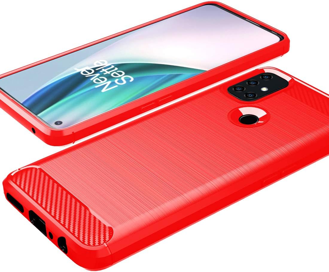 Osophter Flexible TPU Case for Oneplus Nord N10, Shock-Absorption Protective Cover, Red