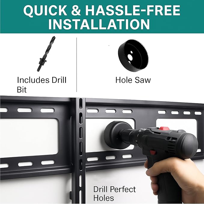 in-Wall Cable Management kit, Cord Hiding for Wall, Hide TV Wires When Mounting A TV, Includes Power & Low Voltage Cable Management, Includes Hole Saw Drill Attachment for Easy Install