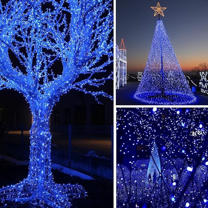 170Ft 500LED Blue Christmas Lights Plug in,Waterproof Christmas Tree Lights,8 Modes String Lights Indoor Outdoor for Halloween Tree Party Bedroom Garden Decor