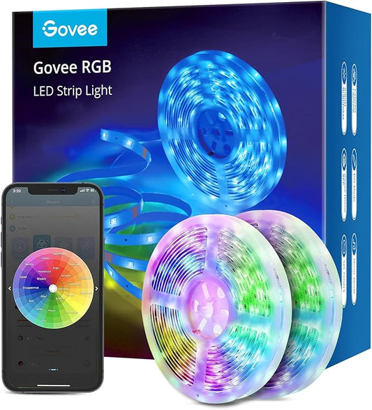 Govee Smart LED Strip Lights, 65.6ft WiFi LED Strip Lighting, Work with Alexa and Google Home, DIY Mode and Music Sync RGB LED Lights for Home Decor, 2 Rolls of 32.8ft (No Remote Control)