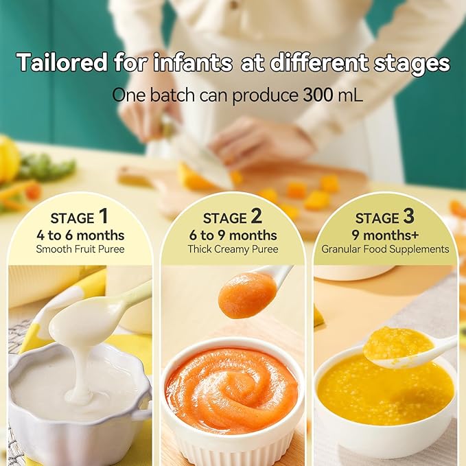 IAGREEA 9 IN 1 Baby Food Maker, 10oz Baby Food Puree Maker, Steamer Puree Blender with 3 Age Groups, Auto Cooking & Grinding, 24-Hour Appointment/450W Heating/Touch Control, Manual Mode, BPA-Free