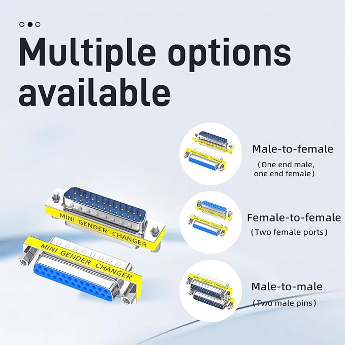 db9 Connector Null Modem Adapter，25-Pin Serial vga Adapter RS232 db9 Gender Changer,for Computer and Industrial Device Data Transfer(F-F（2P-25 Pin）)
