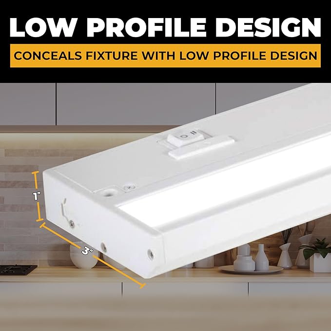 LED Under Cabinet Lighting Hardwired - 3CCT 40 Inch White Finish - Undercabinet Lights for Kitchen - Linkable Undercounter Dimmable Plug in Light or Hard Wired - Under Counter Fixture Direct Wire