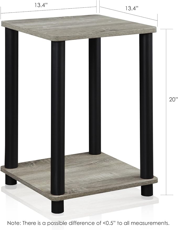 FURINNO Turn-N-Tube Haydn End Table, 1-Pack, French Oak Grey/Black