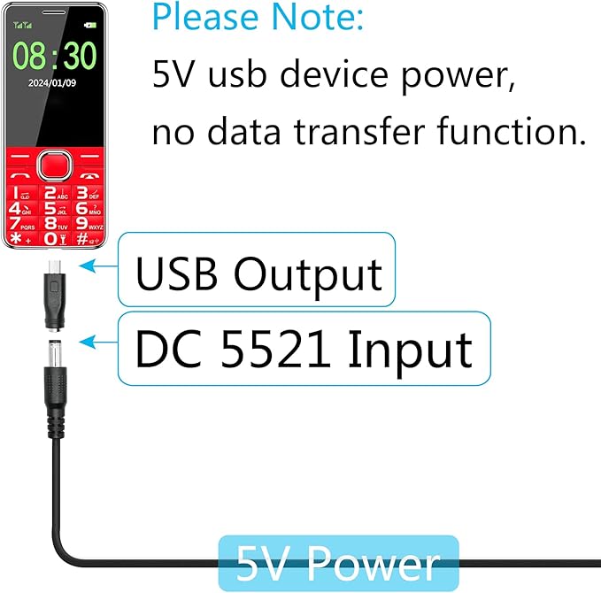 DC 5.5mm x 2.1mm to Mini USB Adapter, 5V DC 5521 Female to Mini USB Male Plug Convert Connector Power (4Pcs)