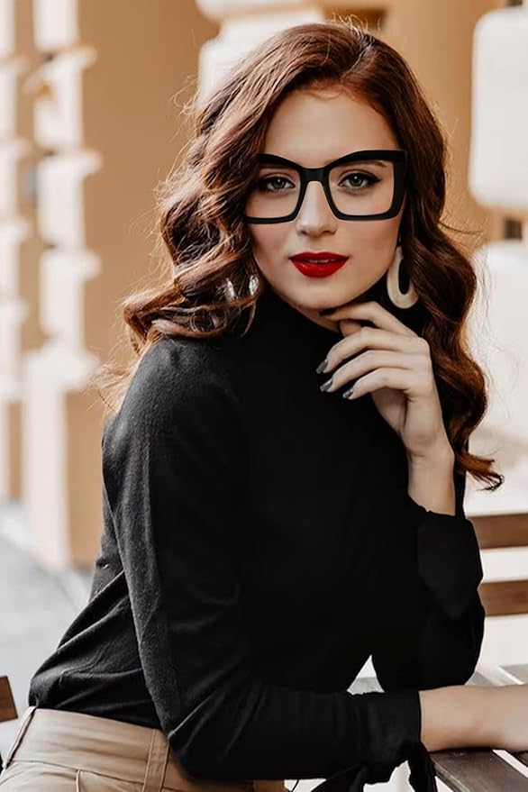 REAVEE Oversized Square Reading Glasses Oprah Style for Women, Blue Light Blocking Large Frame Computer Readers Spring Hinge