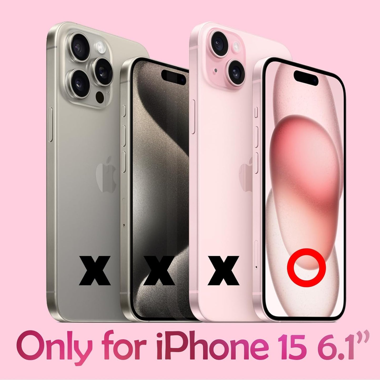 for iPhone 15 Front and Back Screen Protector [2-Pack], Rear Tempered Glass Protector for iPhone 15 (6.1 inch)