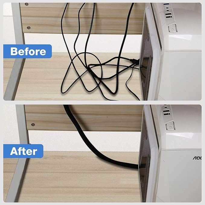 JOTO 1 Pack Cable Management Sleeve, 26 Feet Cord Organizer System with Zipper for TV Computer Office Home Entertainment, Flexible Cable Sleeve Wrap Cover Wire Hider System -Black