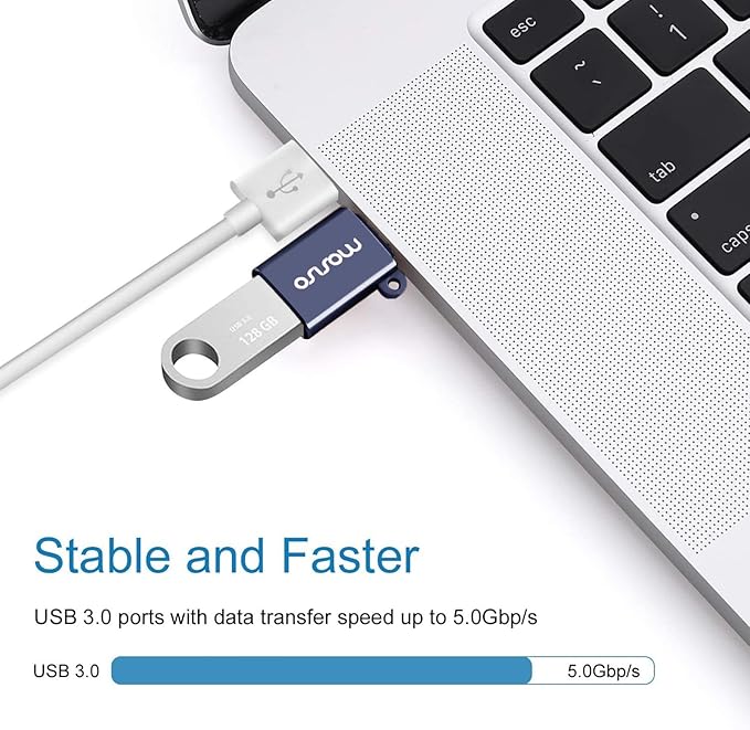 MOSISO USB C to USB Adapter 2 Pack,USB Type-C to USB Connector,Thunderbolt 3 to USB 3.0 Converter OTG Compatible with MacBook Pro 2024-2016/Air 2024-2018/Laptop/Tablet/More Type-C Devices, Navy Blue