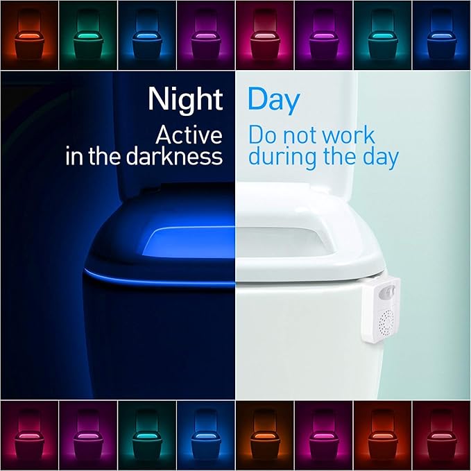 ZEZHOU Toilet Light Motion Sensor - 16 Color LED Night Lights for Toilet Bowl with Aromatherapy for Bathroom, Funny Gifts Idea for Dad Men Women Kids Teen Boys, Cool Fun Gadgets for Stocking Stuffer