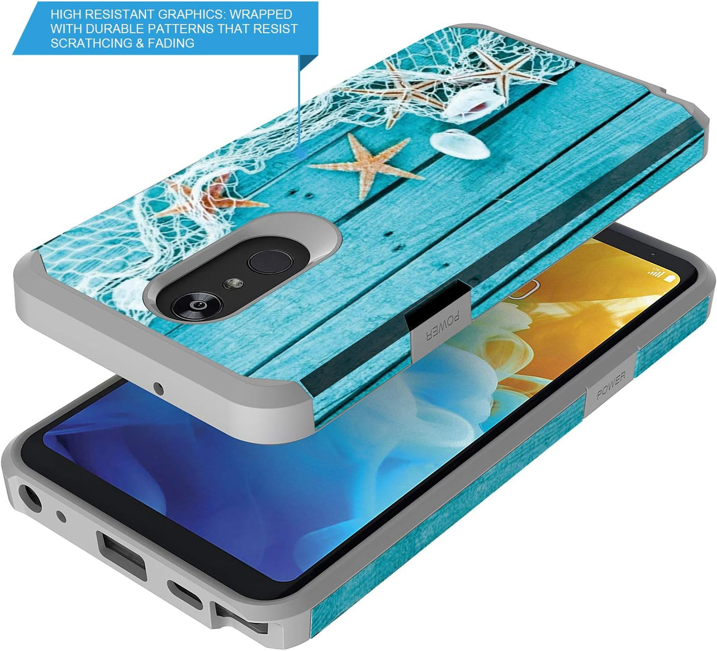 Rosebono Compatible Case for LG Stylo 5 / Stylo 5 Plus - Slim Hybrid Dual Layer Shockproof Hard Cover (Starfish)