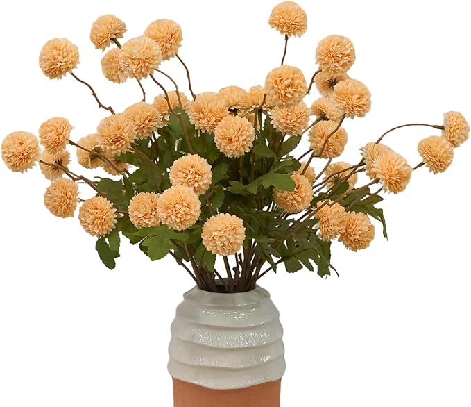 10 Stems Fake Flowers +Eucalyptus Stems Realistic Artificial Flowers Branches For Vase Champ kiku flowers Floral Arrangements Mum Wedding boho bridal bouquet silk for home decoration indoor