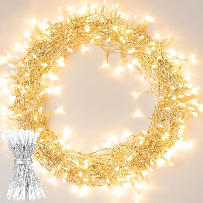 koopower [Timer & Remote] 36ft 100 LED Outdoor Battery Fairy Lights (IP65 Waterproof, Dimmable, 8 Modes, Warm White)