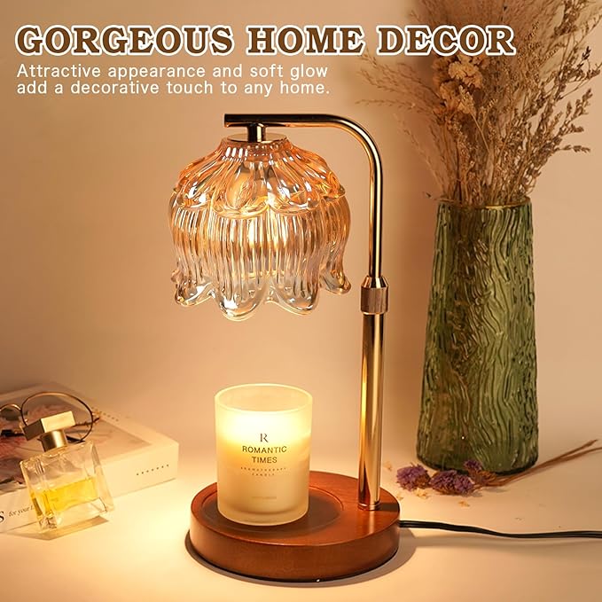 Candle Warmer Lamp with Timer, Christmas Birthday Gifts for Women Mom, House Warming New Home Room Decor, Height Adjustable Candle Heater Lamps for Jar Scented Candles with 2 Bulbs