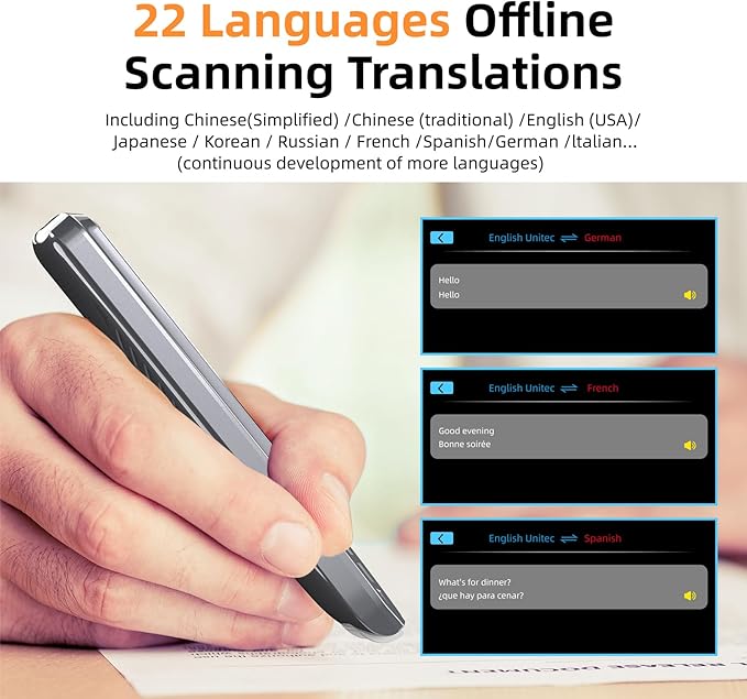 Translation Pen, OCR Digital Reading Pen with 112 Language, Translation Device with 3.69 Inch Touch Screen, Smart Pen for Instant Voice Translator for Study, Travel, Business